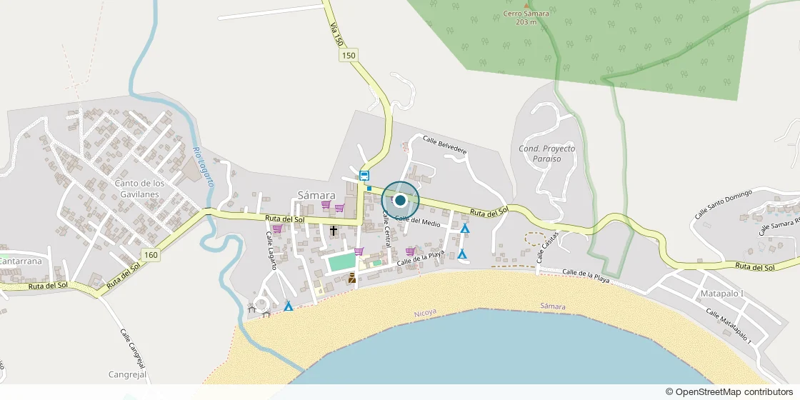 Map of Sámara showing the Samara Rentals office next to the post office